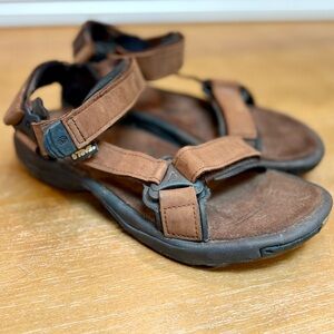 Teva Men’s Terra Fi Lite Hiking Sandal‎ Brown Leather Straps Active Shank Sz 9